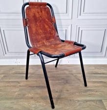 Vintage Metall Leder Stuhl Les